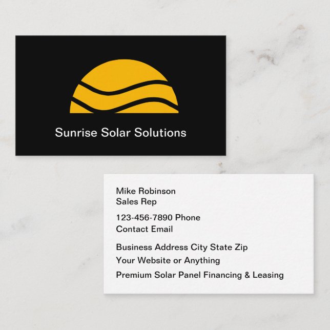 Cartes de visite Thème Solutions d'énergie solaire (Devant / Derrière)