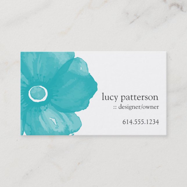 Cartes de visite turquoise bleu Aquarelle (Devant)