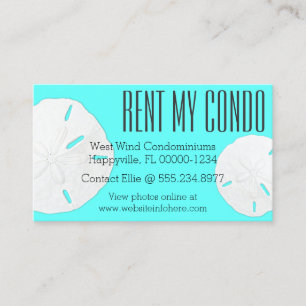 Cartes de visite Turquoise Bleu Louez Mon Condo