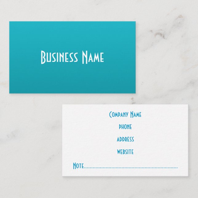 Cartes de visite turquoise riches (Devant / Derrière)