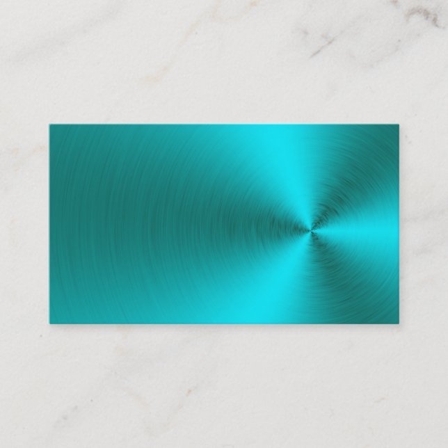 Cartes de visite turquoises balayés en métal (Devant)