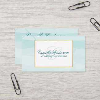 Cartes de visite turquoises d'aquarelle - élégants