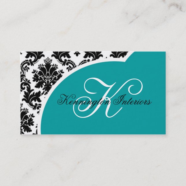 Cartes de visite Turquoises de Damas noirs turquoi (Devant)