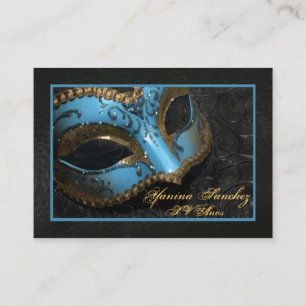 Cartes de visite turquoises de RSVP Masquerade