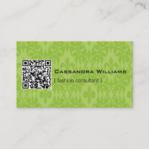 Cartes de visite vert clair de CODE de la damassé