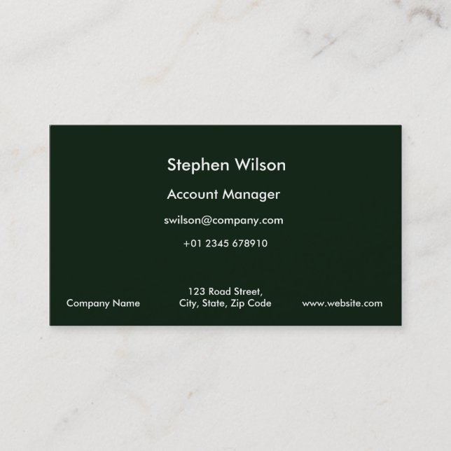 Cartes de visite vert foncé simple couleur simple (Devant)