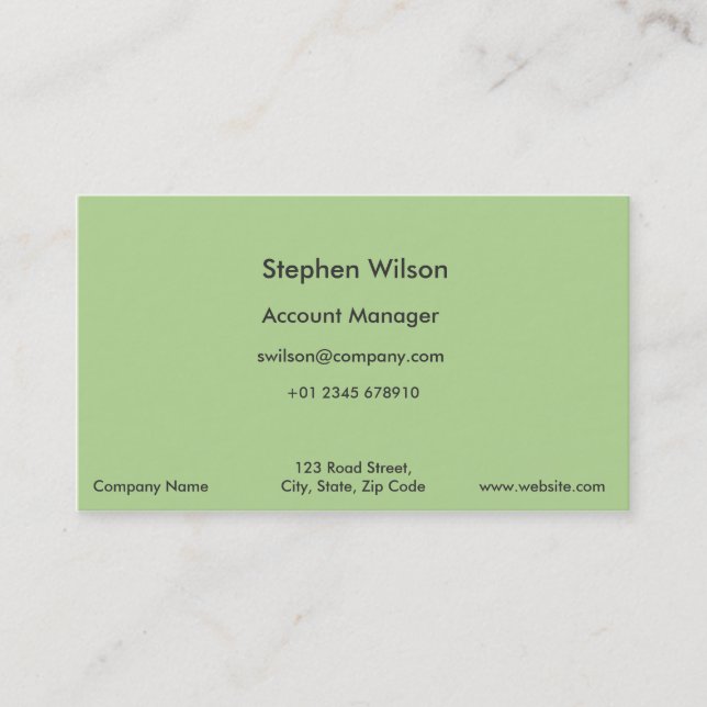 Cartes de visite vert olive simple couleur simple (Devant)