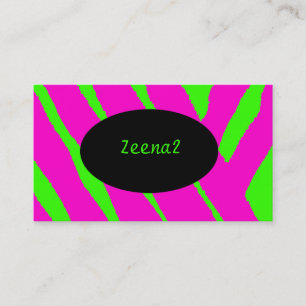 Cartes de visite verts au néon de mode de zèbre de