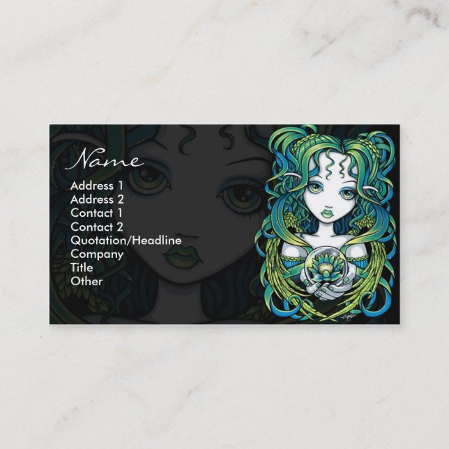 Cartes de visite verts d'ange de l'eau de "Kallan" (Devant)