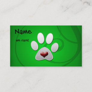 Cartes de visite verts d'animal familier de coeur