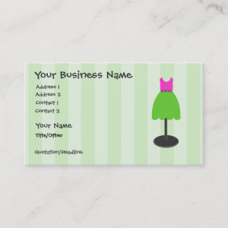 Cartes de visite verts de boutiques de robes