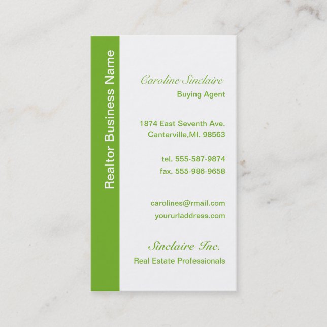 Cartes de visite verts frais d'agent immobilier (Devant)