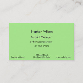 Cartes de visite verts simples couleur simple