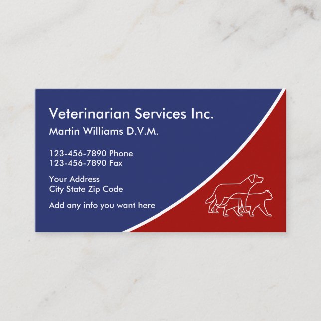 Cartes de visite vétérinaires (Devant)