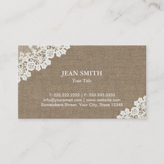 Cartes de visite vintage Lace & Burlap (Devant)