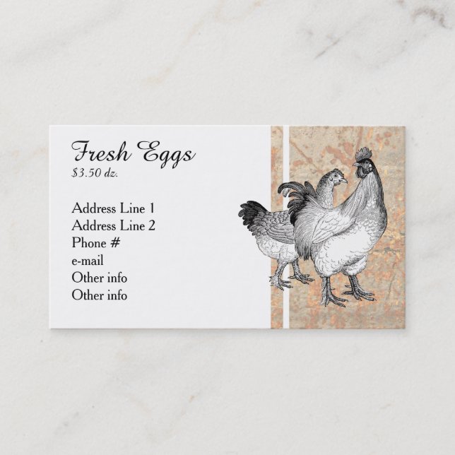 Cartes de visite vintages de poulets (Devant)