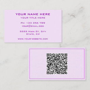 Cartes de visite violettes personnalisées avec cod