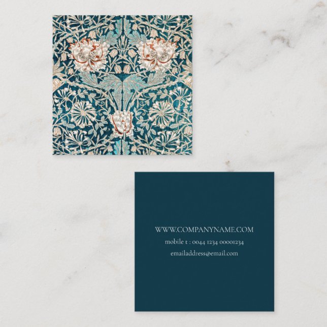  CARTES DE VISITE: WILLIAM MORRIS MOTIF BOTANIQUE (Devant / Derrière)