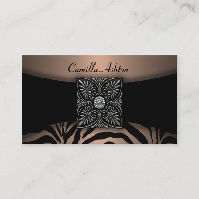 Cartes de visite zèbre marron et noir (Devant)