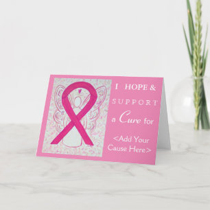 Cartes de voeux Angel Hot Pink Awareness Ribbon