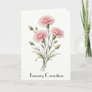 Cartes de vœux aux œillets de janvier