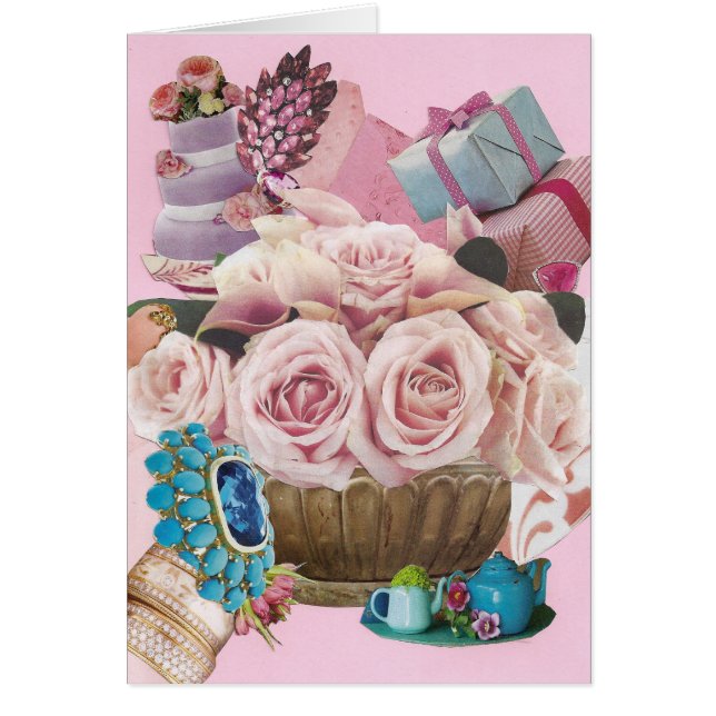 Cartes de voeux avec Roses de chou rose (Devant)