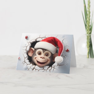 Cartes de vœux bébé animaux de Noël 3D Singe