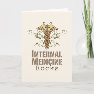 Cartes de voeux Caduceus en médecine interne Rocks