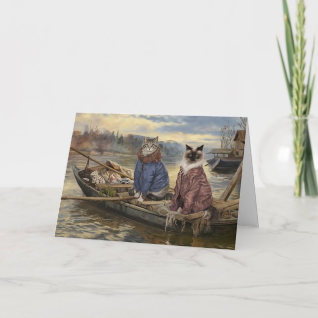 Cartes de vœux Chats de Rivière Rustique (Devant)