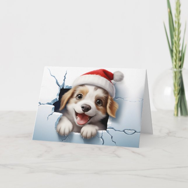 Cartes de vœux chiots Noël 3D mignons (Devant)