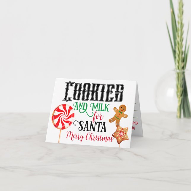 Cartes de voeux Cookies et Lait pour Père Noël (Devant)