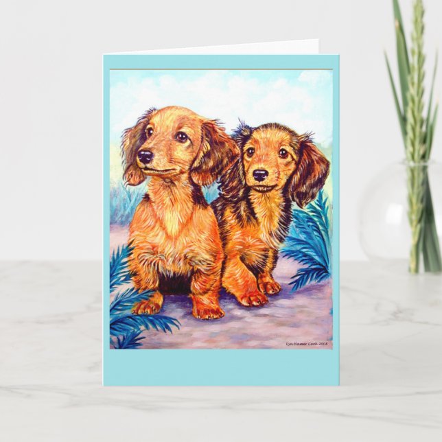 Cartes de voeux Dachshund Pups (Devant)