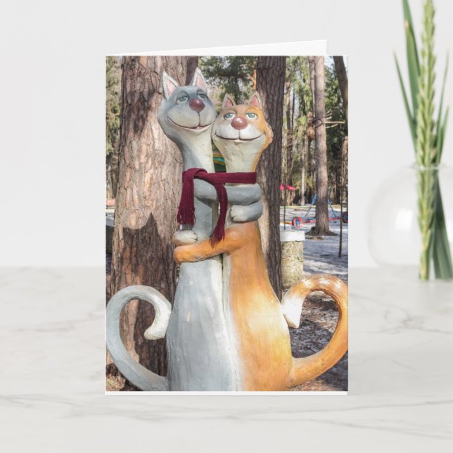 Cartes de voeux d'anniversaire de mariage de chat (Devant)