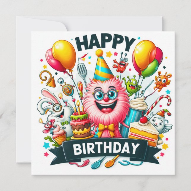 Cartes de voeux d'anniversaire heureuses (Devant)