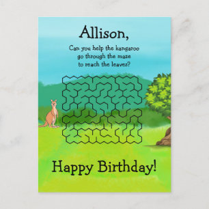 Cartes de vœux d'anniversaire Labyrinthe Kangourou