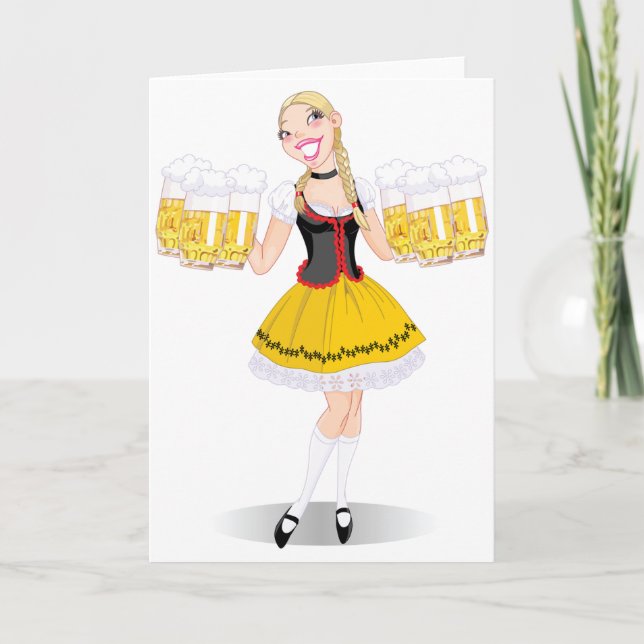 Cartes de voeux de bière de portion de fille (Devant)