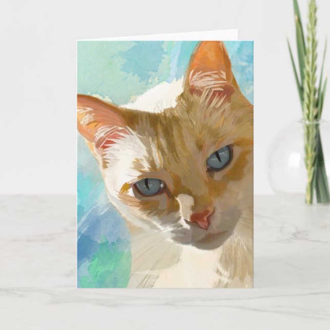 Cartes de voeux de chat siamois de point de flamme (Devant)