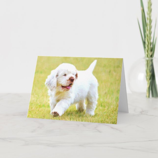 Cartes de voeux de chiot d'épagneul de Clumber (Devant)