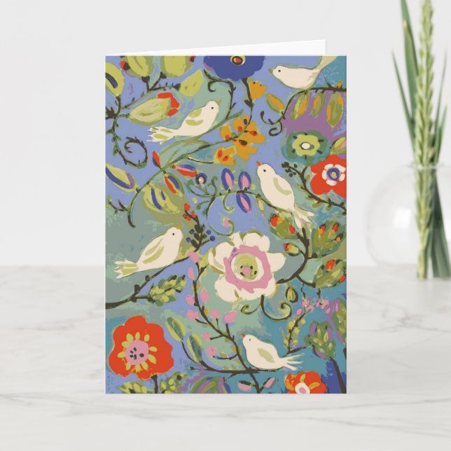 Cartes de voeux de fleurs et d'oiseaux (Devant)