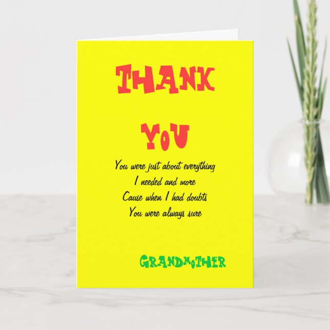 Cartes de voeux de grand-mère Merci (Devant)