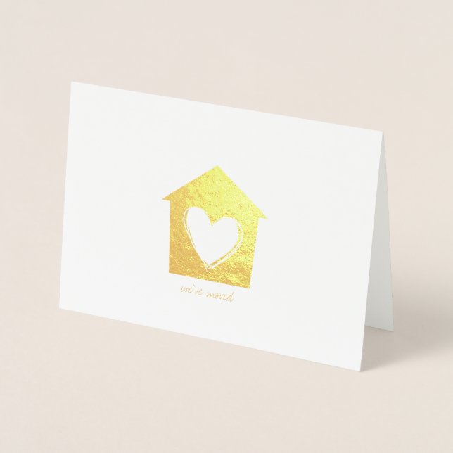 Cartes de voeux de la maison de coeur Etched Gold  (Devant)