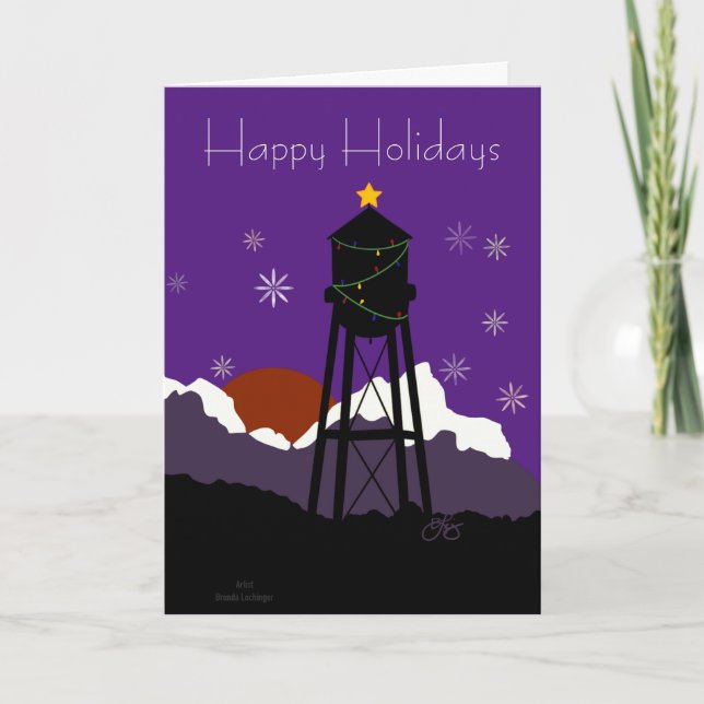 Cartes de voeux de la tour d'eau d'hiver (Devant)