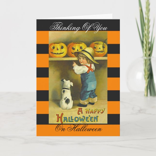 Cartes de voeux de l'art vintage d'Halloween (Devant)