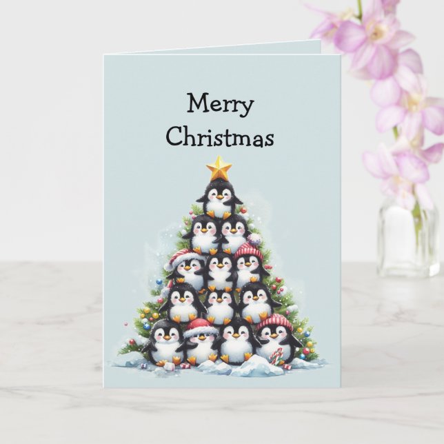 Cartes de vœux de Noël au manchot amusant (Orchidée)