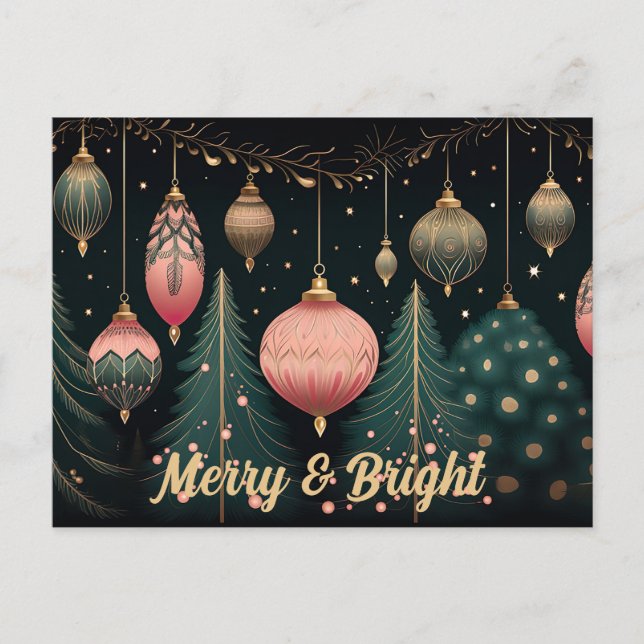 Cartes de vœux de Noël aux ornements festifs (Devant)
