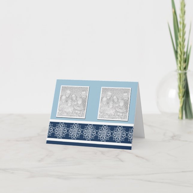 Cartes de voeux de Noël Blue Snowflake (Devant)