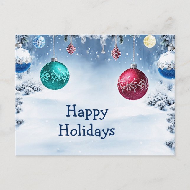 Cartes de vœux de Noël Boules enneigées (Devant)