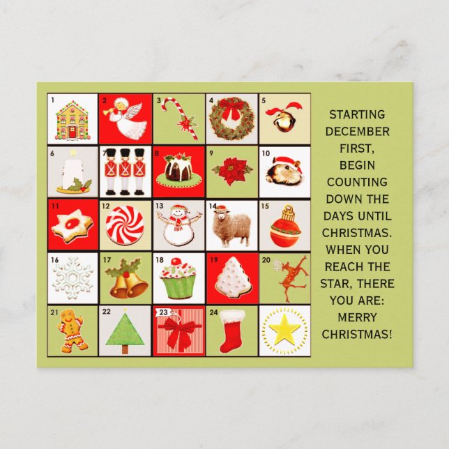 Cartes de voeux de Noël Compte à rebours (Devant)