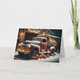 Cartes de voeux de Noël pour camion à la campagne.