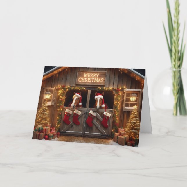 Cartes de voeux de Noël pour les chevaux. (Devant)